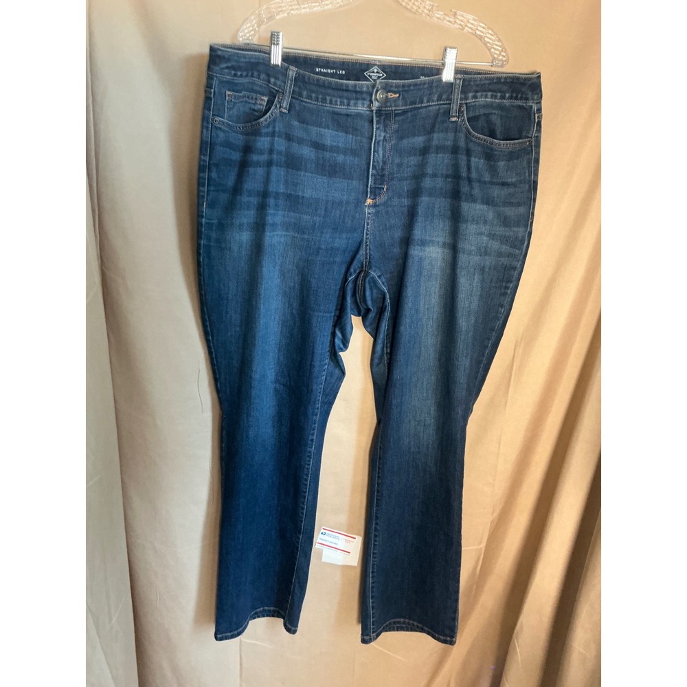 St. John's Bay Straight Leg Jeans Womens 20W Blue Excellent Dark Wash Stretch